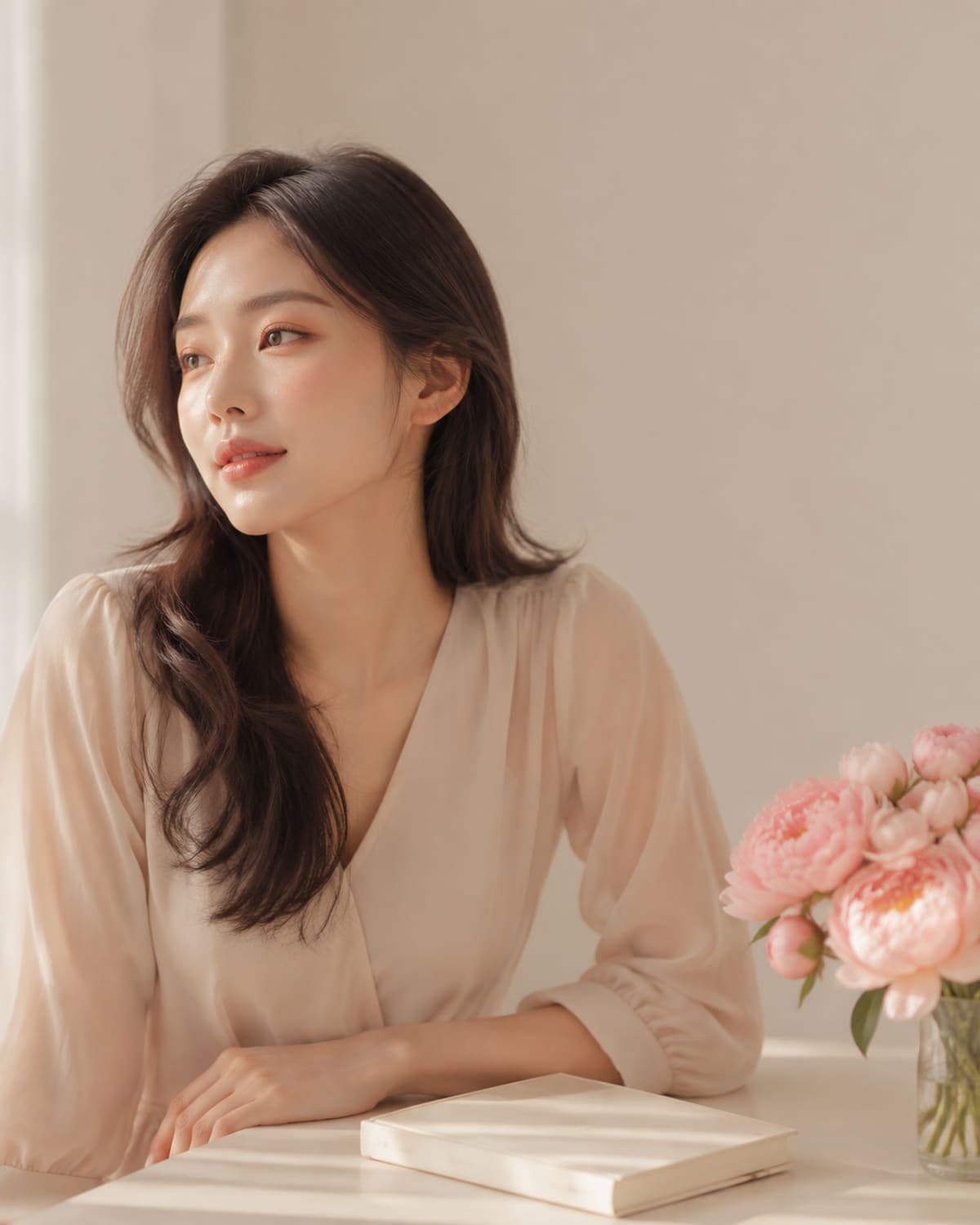 자연광이 드는 공간에서 상담을 준비하는 모습